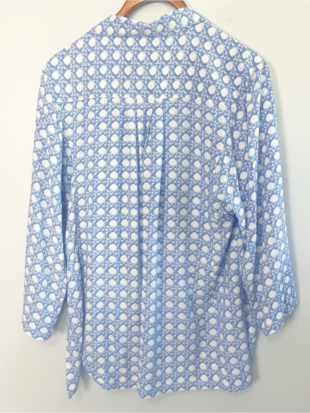 Piyama Blue White Rattan Print Pajama Set S/M Rayon Shorts Button Down - Picture 5 of 8